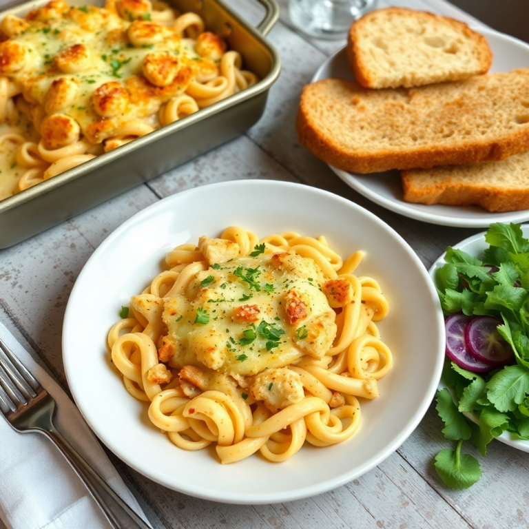 Garlic Parmesan Chicken Pasta Bake