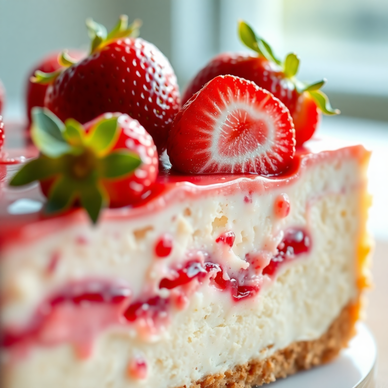 Strawberry Crunch Cheesecake Slice