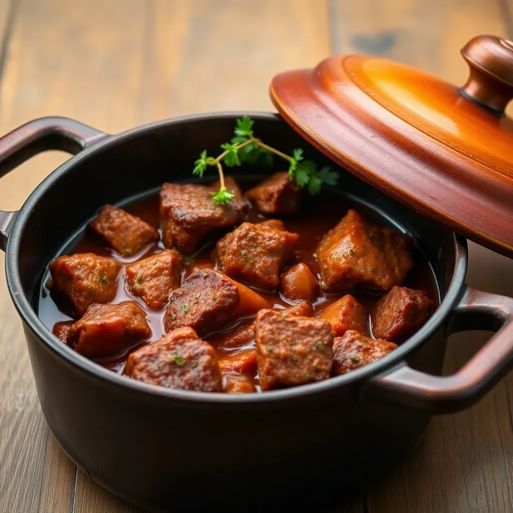 Dutch Oven Beef stew with herbs