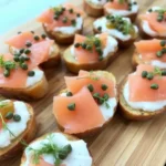 Crostini topped with salmon